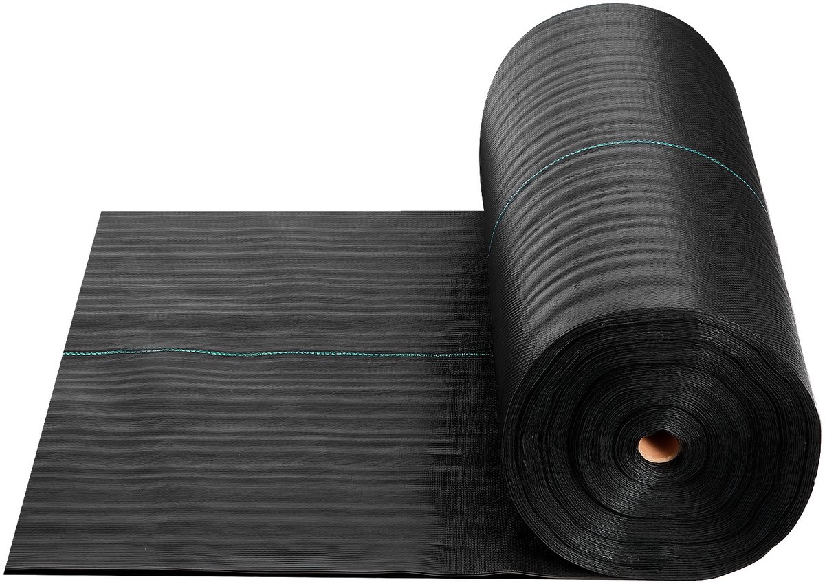 VEVOR Onkruidbestrijdingsdoek 0,9 X 30,5 M Tuinvlies 168 G/M², Polypropyleen Onkruidmat, Onkruidbarrière met Hoge Ventilatie en Drainage, Wortelbarrière voor Kassen, Boerderijen en Tuinen, Zwart