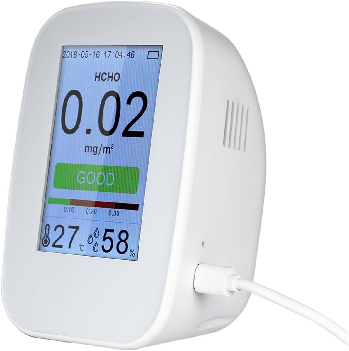 Luchtkwaliteitsmonitor - Lucht Analysator - Binnen Lucht Meten - Meet PM2.5 TVOC - 84x60x118 mm - Wit