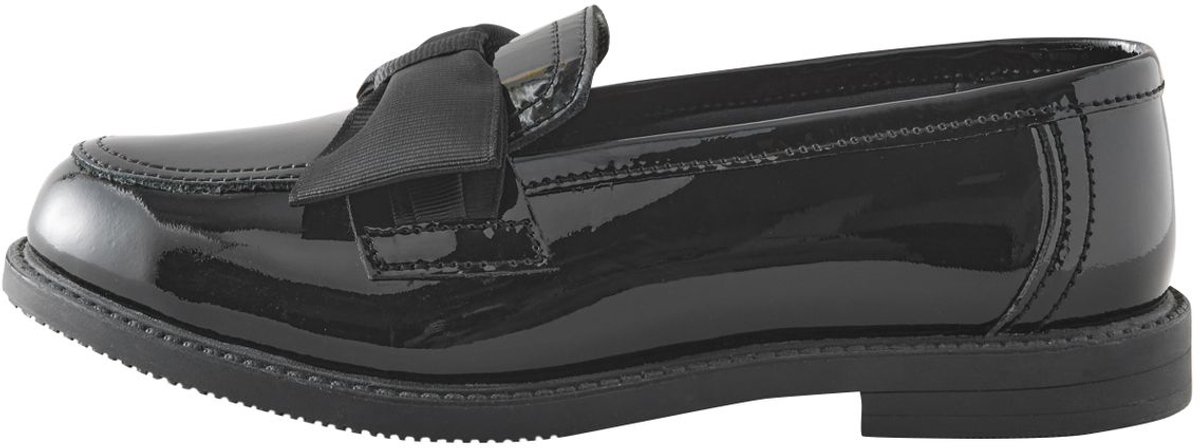 Next - Meisjes - Leren loafers met strik voor school met brede pasvorm (G) - Zwart