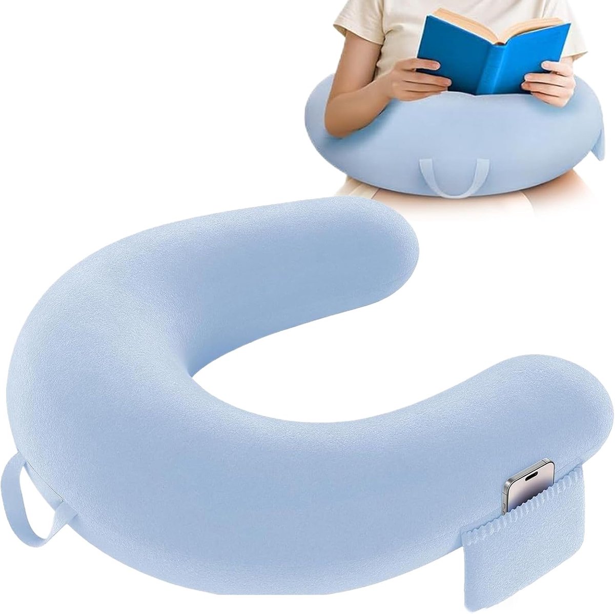 Leeskussen met armsteun - Kussen voor bed - Comfortabel lezen - Ergonomische ondersteuning - 40 x 34 x 10 cm