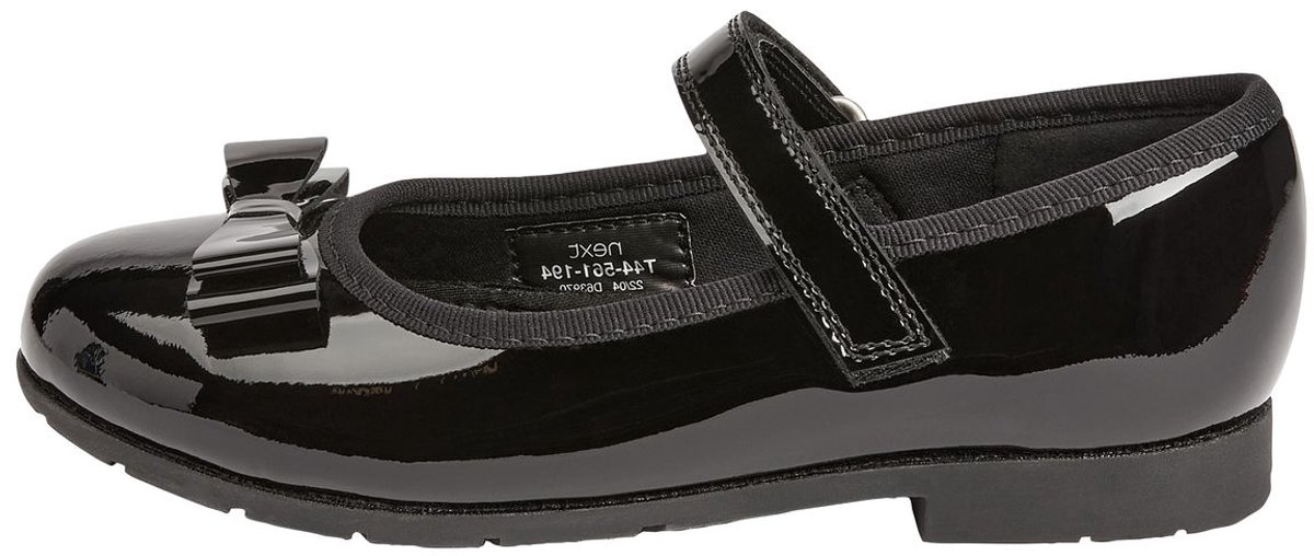 Next - Meisjes - Leren Mary Jane-schoolschoenen met strik en smalle pasvorm (E) - Zwart