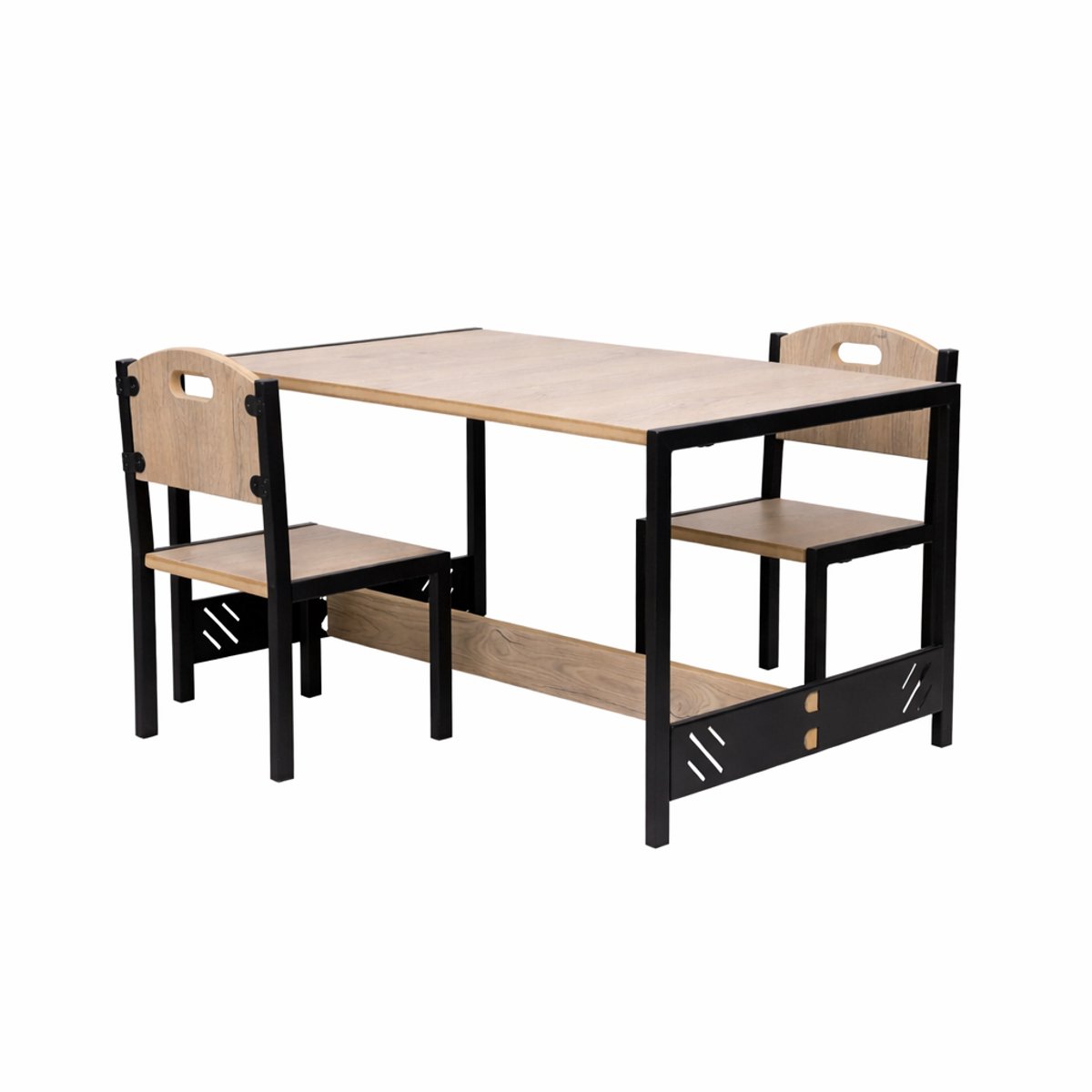 Industrial Living Kinder Tafel met 2 Stoelen Set – MDF Kindertafel met Stoeltjes – Kinderbureau – Speeltafel – 85x65x45 cm – Voor Kinderen van 2 tot 6 Jaar