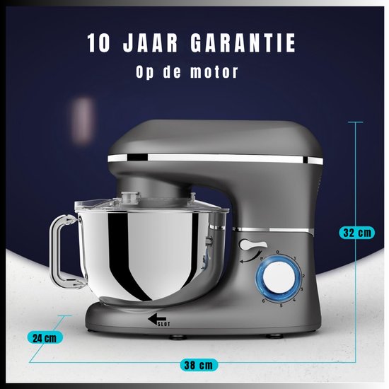 SAVI® Mixer met mengkom - Mixer - Mixer met mengkom keukenmachine - Zilver/ Zwart - 22cm x 35cm x 30cm van Merkloos — afbeelding 5