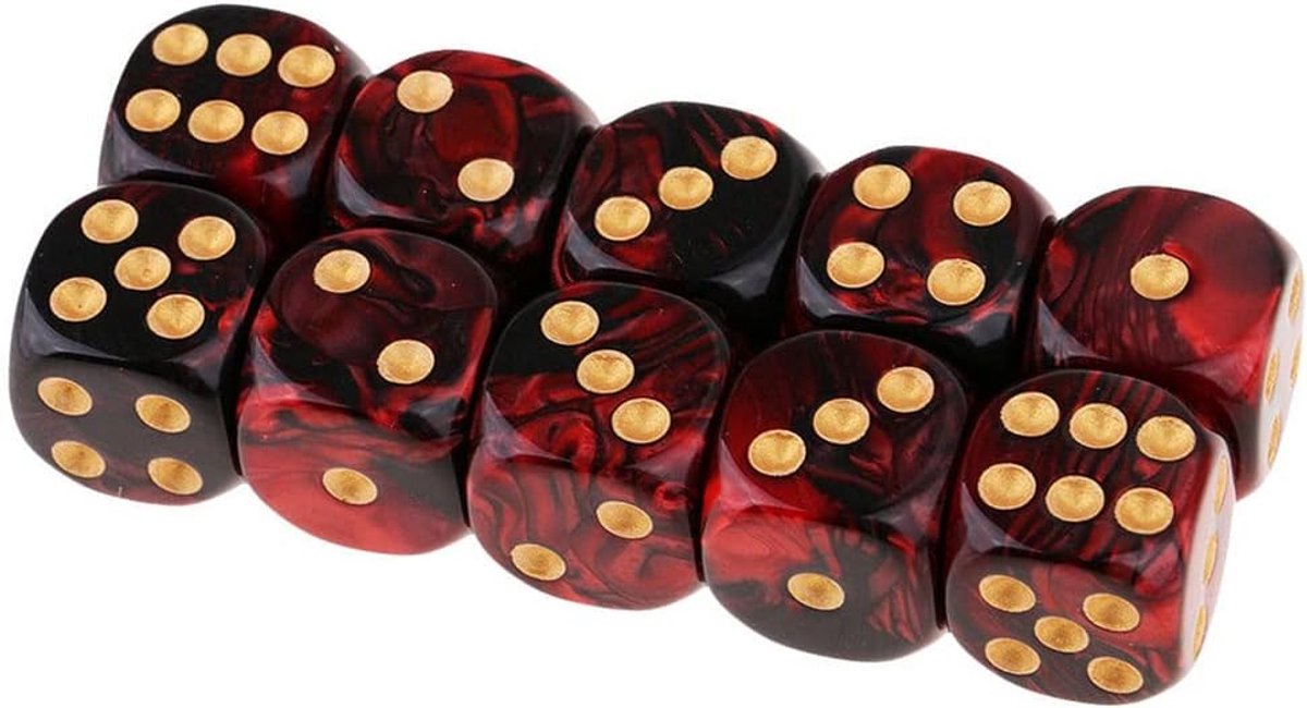 Polyedrische Dobbelstenen - Spel Dobbelstenen - Tafelspellen Spelen - Set van 10 stuks - 16 mm - Rood Zwart