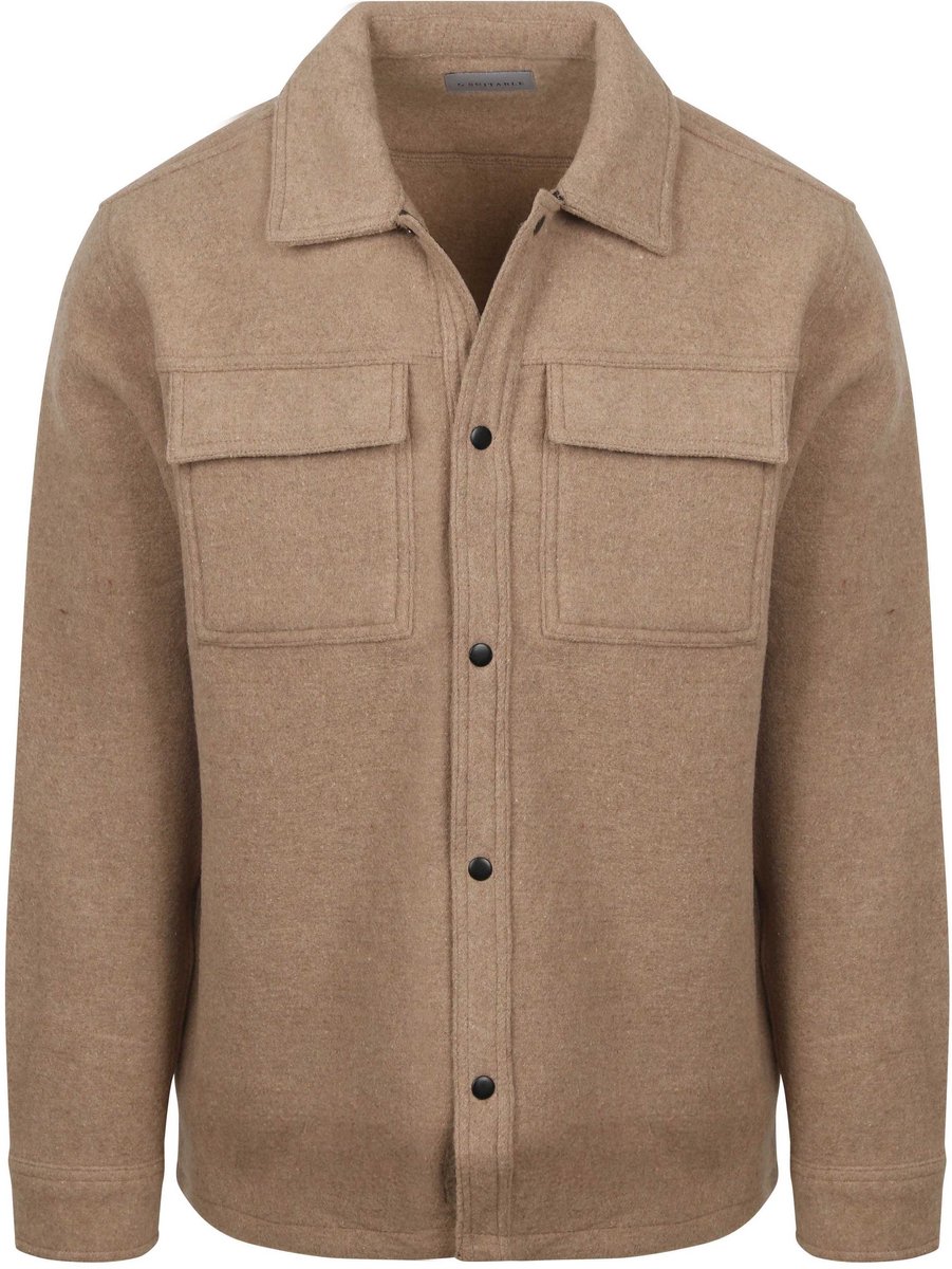 Suitable Overshirt Wool Blend Beige - Maat XL - Heren