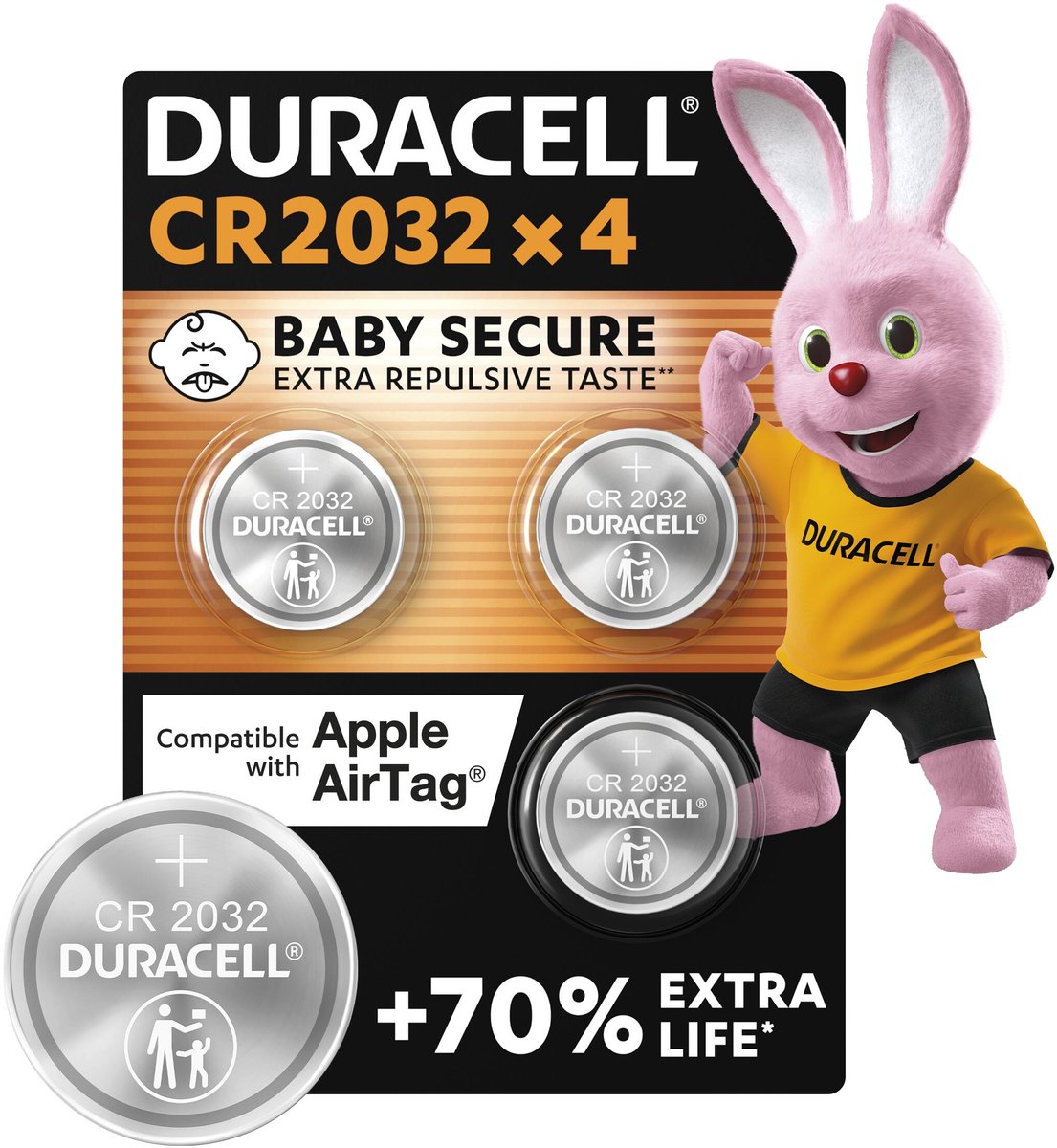 Duracell Specialty 2032 Lithium-knoopcelbatterij 3V, verpakking van 4 stuks (DL2032/CR2032)
