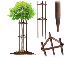 Boomsteun Hout - Boompaal Struiksteun - Jonge Bomen Steunen - Driepotige Stabilisatie - 130 cm Lengte - Bruin