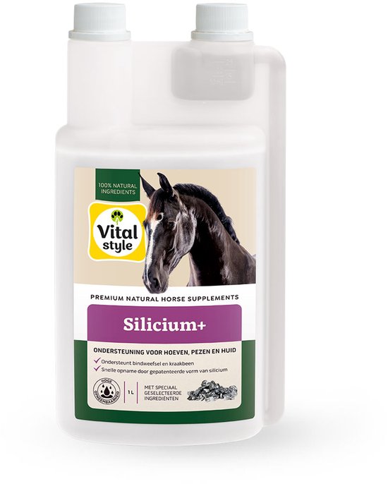 VITALstyle Silicium + - Paarden Supplement - Unieke Gepatenteerde Vorm Van Silicium - Met MSM & Glucosamine - 1 L VITALstyle Silicium + - Paarden Supplement - Unieke Gepatenteerde Vorm Van Silicium - Met MSM & Glucosamine - 1 L
