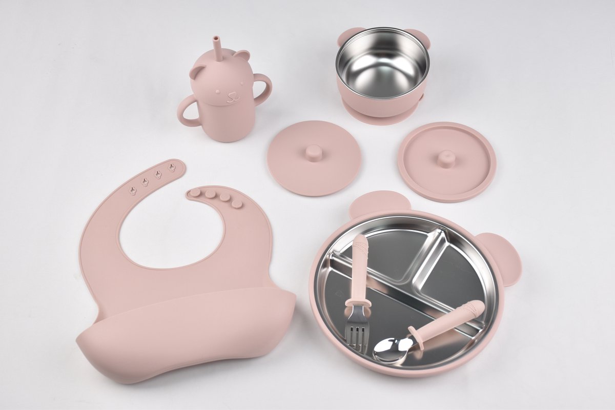 Kinder RVS serviesset - roze