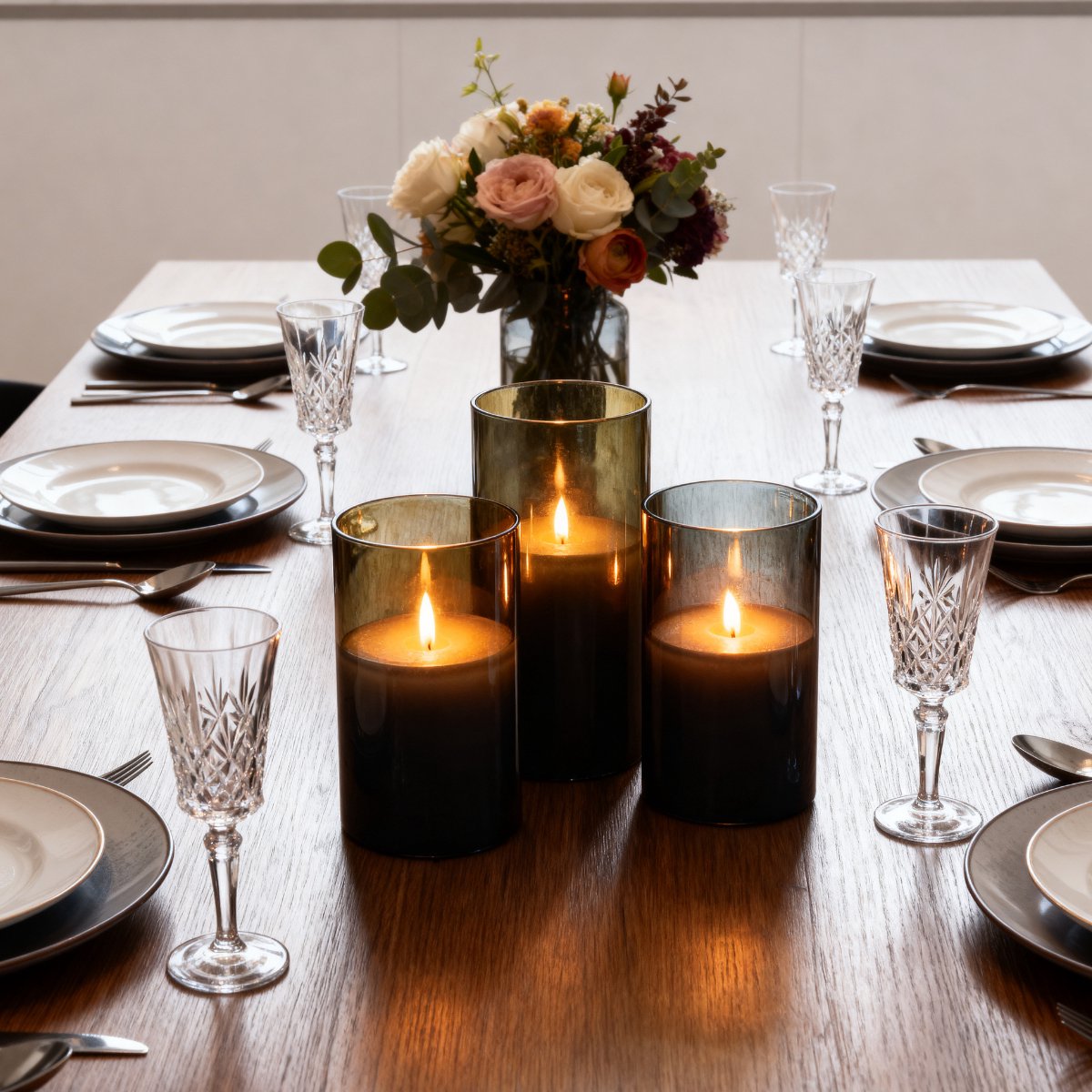 arti casa LED Kaars in glas 3st Transparant