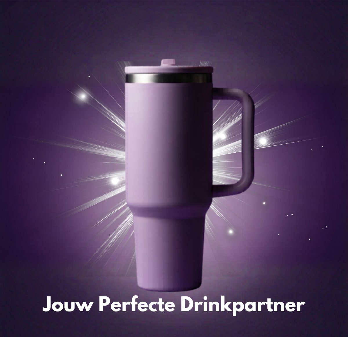 Thermosbeker 40 oz (1,2 Liter) met Rietje - RVS Tumbler - Lavender - Travel Mug - Isoleerbeker voor Koude en Warme Dranken - Lekvrij Design - Roestvrij Staal – foto 5