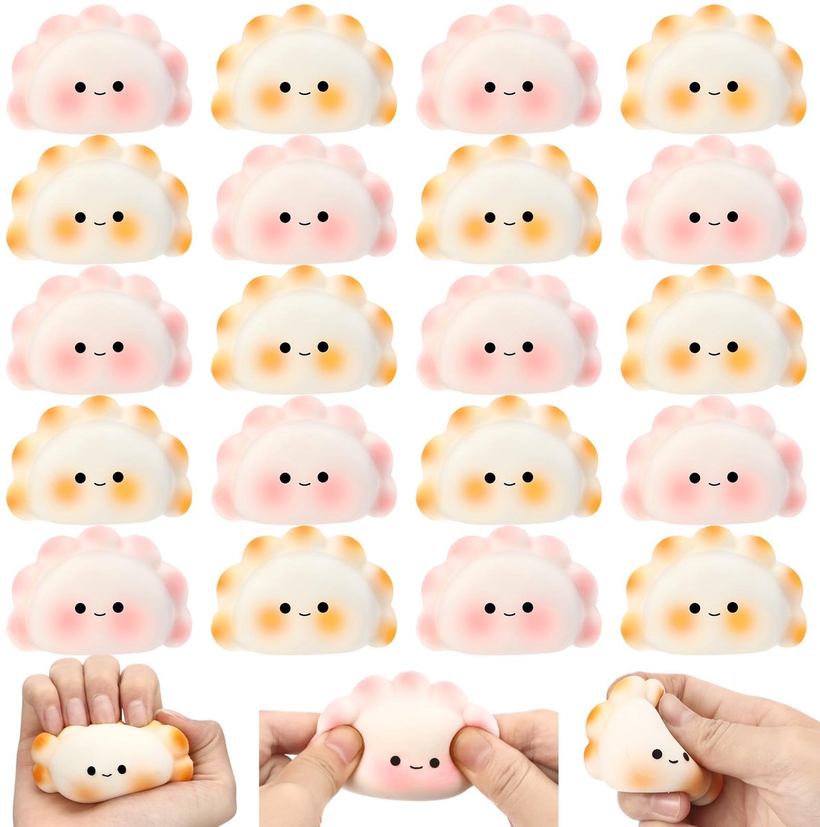 longziming - Squishy - Anti-stress Knijpspeelgoed - Decompressiespeelgoed - 20 stuks - Dumpling vorm - Zacht PU-materiaal - Voor kinderen en volwassenen