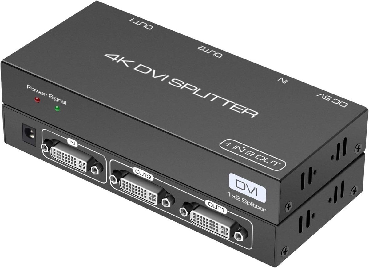 DVI Splitter - Dubbele Monitor - Video Distributie - EDID Beheer - 4K30Hz Ondersteuning
