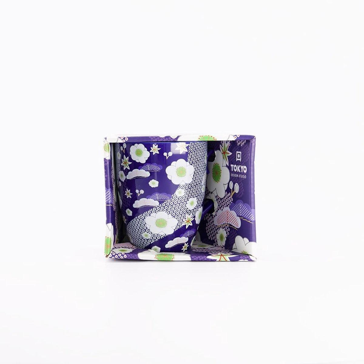 Bloemen Mok - Thee Kop - Ontspannen Moment - Inclusief Giftbox - 8.5x10.2cm 300ml - Blauw