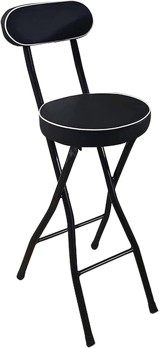 Inklapbare Barkruk - Opvouwbare Stoel - Extra Zitplaatsen - Met Rugleuning - 60cm Hoog - Zwart