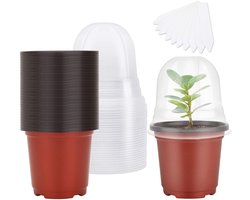 longziming - Kweekpotjes - Plantenkweekpotten - Zaaibakjes - 10 stuks - Met vochtigheidsdeksel - 8 drainagegaten - Zacht en flexibel - Herbruikbaar