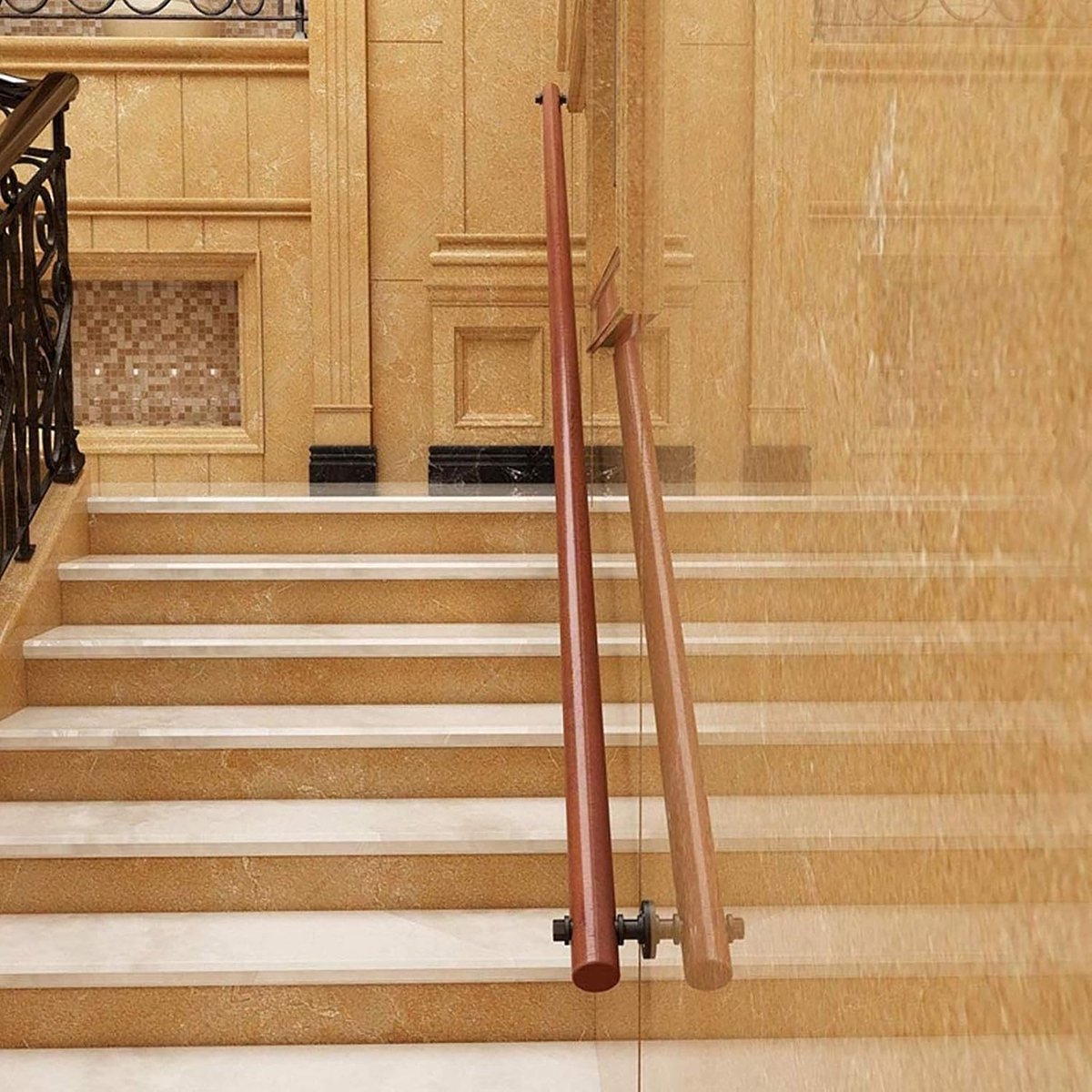 Houten Trapleuning - Steun Stang - Veilig Traplopen - Binnen Buiten Gebruik - 90cm - Gelakt
