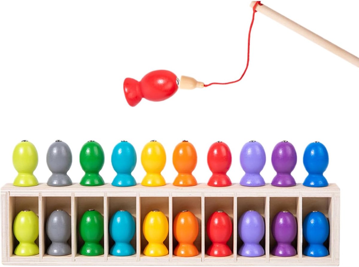 Magnetisch Visspel - Houten Educatief Spel - Leren en Spelen - Kleuren en Vormen Matchen