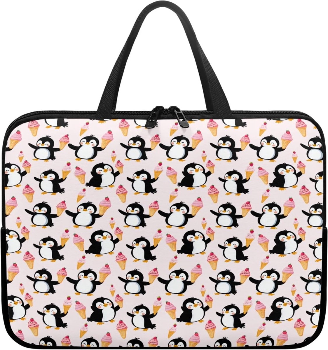 Laptoptas - Notebook tas - Zakenreizen - Waterdicht materiaal - 17 inch - Roze pinguïnprint