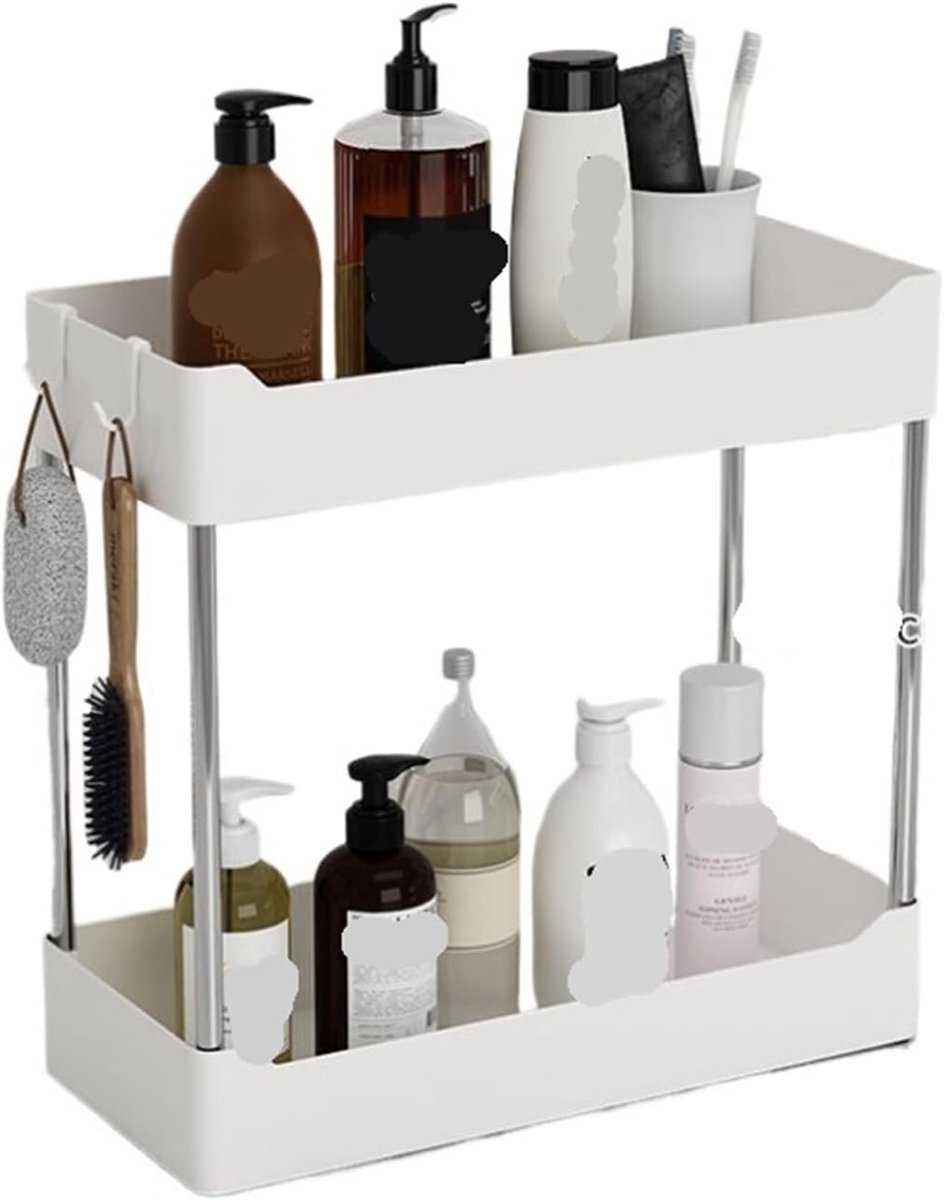 Keuken Organizer - Opbergrek Kast - Kruiden Opslag - Twee Niveaus - 30x14x32cm - Wit