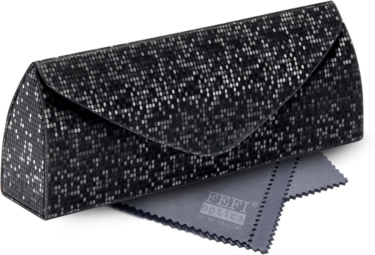Brillenhoesje Hardcase - Beschermhoes Brillenglazen - Dagelijks Gebruik - Glitter Look Magneet - 160x60x35mm - Zilver