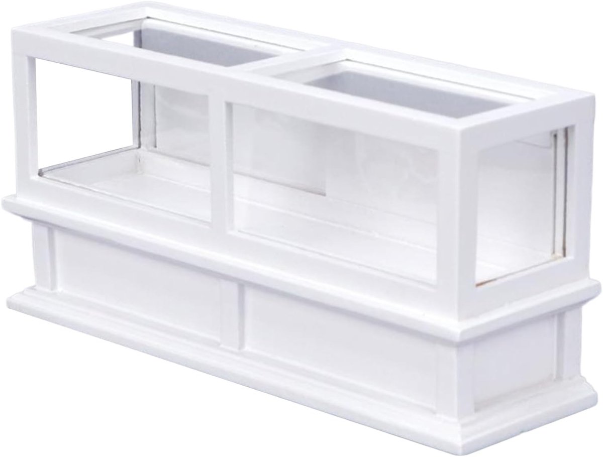 Miniatuur Bakkerij Vitrine - Poppenhuis Meubels - Poppenhuis Decoratie - Transparant Kabinet - 16.5cm Lengte - Wit