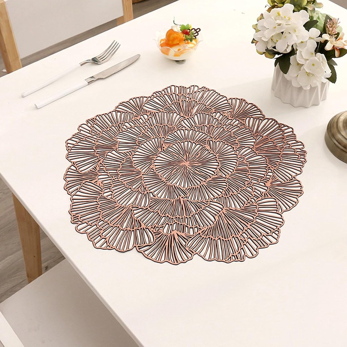 Placemats Rond - Tafelonderleggers - Keuken Beschermen - Set van 6 - 38 cm Diameter - Brons