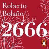 Boek "2666" van Roberto Bolaño op een rode achtergrond met witte takken.