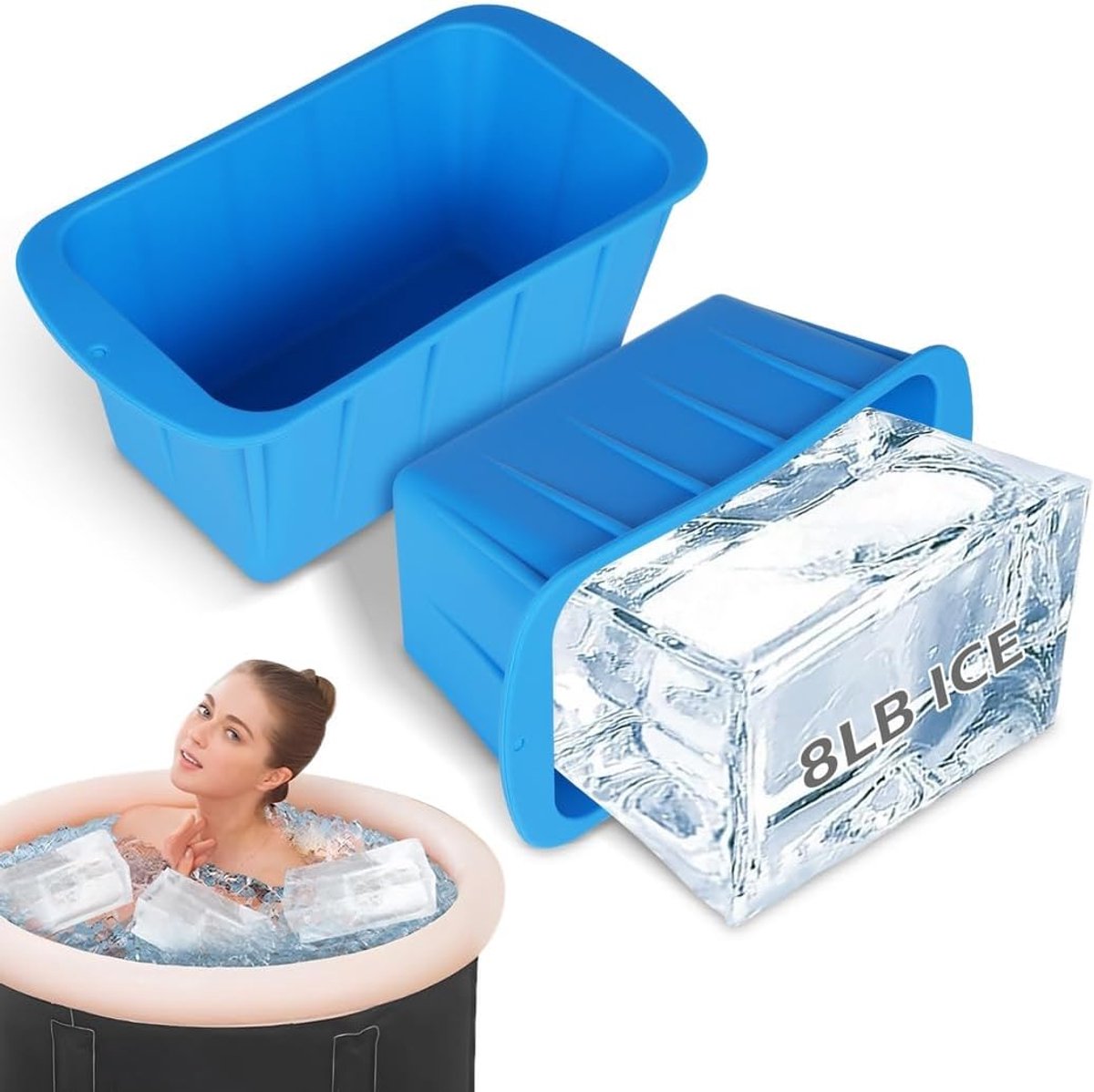 Grote IJsblokvormen - Diepvriesmallen - Koud Gebruik - Extra Grote Kubussen - 2 Trays - Blauw