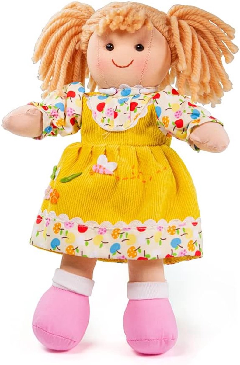 Madeliefjespop Zacht Pluche - Knuffel Pop - Rollenspel Spel - Creatief Ontwikkelingsspel - 28 cm - Wit Geel
