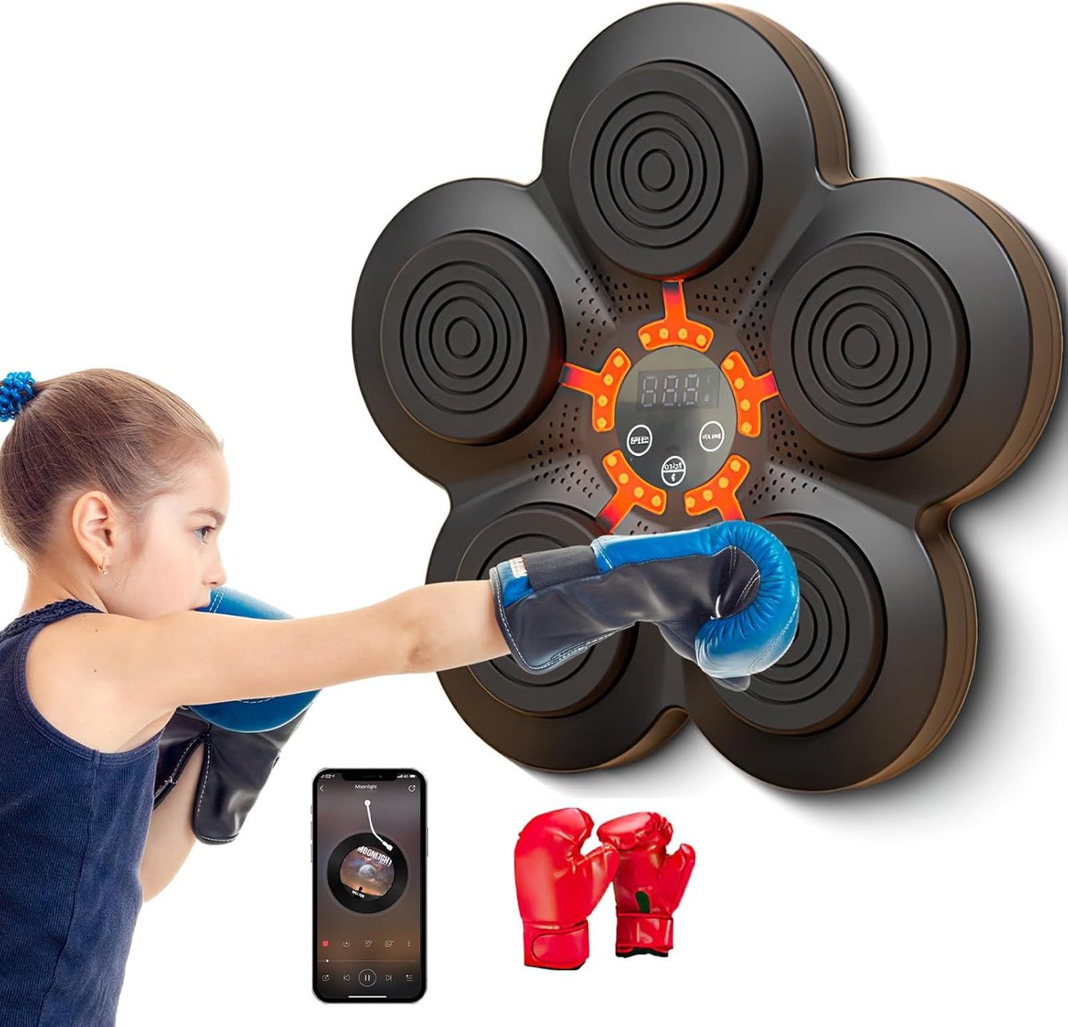 Muziek Boksmachine - Wand Bokszak - Thuis Workout - Met Licht en Geluid - 40x40cm