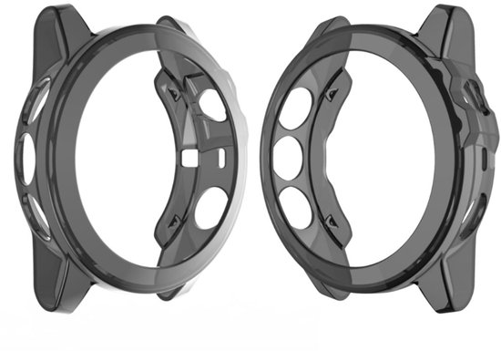 Twee transparante zwarte TPU smartwatch cases naast elkaar.