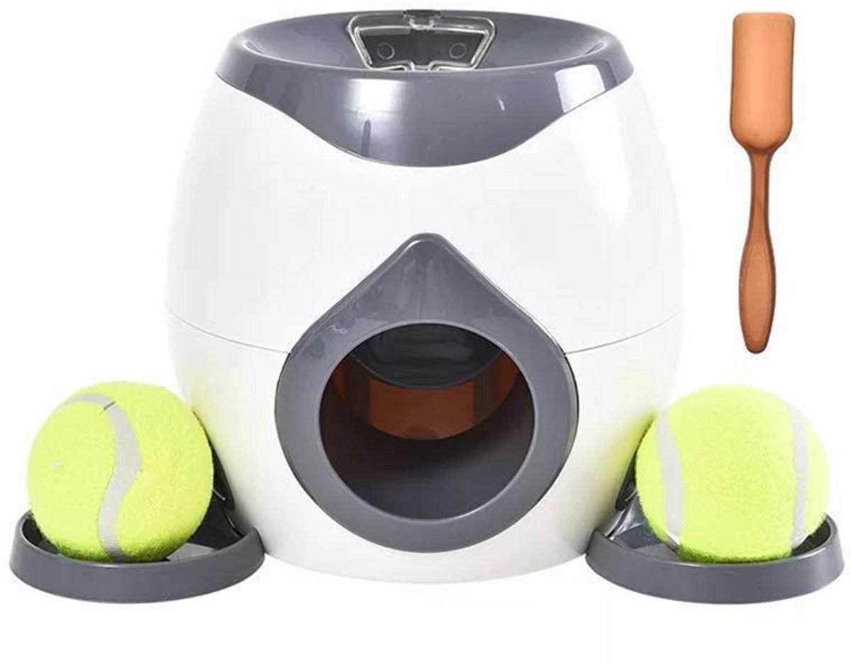Slow Automatische Ballenwerper Hond Grijs met 2 Tennisballen