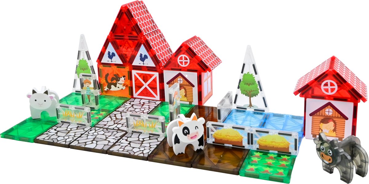 Magna Minds - Magnetic Tiles - Magnetisch Speelgoed - Boerderij - Constructie speelgoed - Magnetische tegels - Montessori speelgoed - Magnetic toys - Magnetische bouwstenen - Speelgoed Kinderen — afbeelding 5
