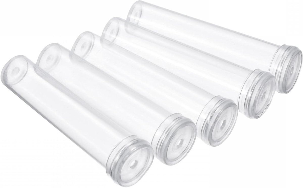 25 stuks bloemen waterbuizen met doppen - 2,8 inch plastic bloemflacons voor verse planten en bloemstukken - Bloem kroontjeskruid snijden - Transparant