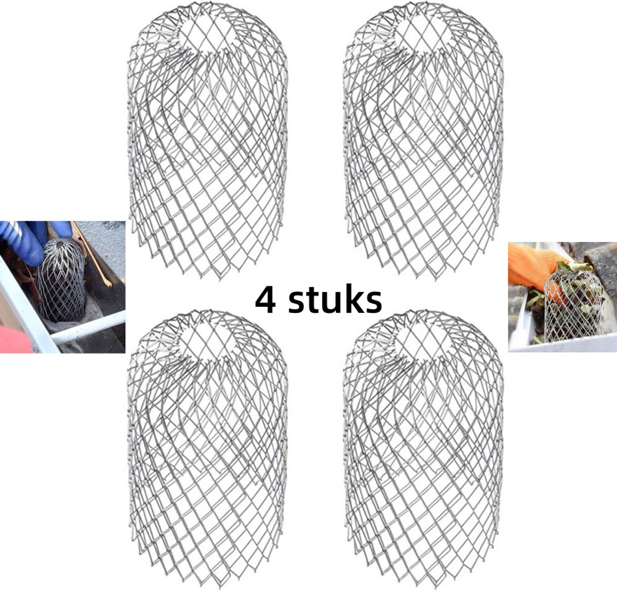 4 stuks - filter - regengootzeef - dakgootzeef - aluminium filter - regenpijpbeschermer - bladvanger - verstelbaar, geschikt voor dakgootbescherming, opvang van gevallen bladeren