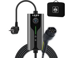 Mobiele Thuislader Type 2 vanaf stopcontact - 6 meter - 3,7kW 6–16A - IP67 Waterdicht - Memory & Timer functie - Thuislader elektrische auto - Incl. Draagtas