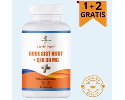 OrthiPure - Rode Gistrijst - Q10 - 30mg - 30 capsules - 1+2 Gratis - Monacoline K -zonder statines - cholesterol verlagen zonder bijwerkingen