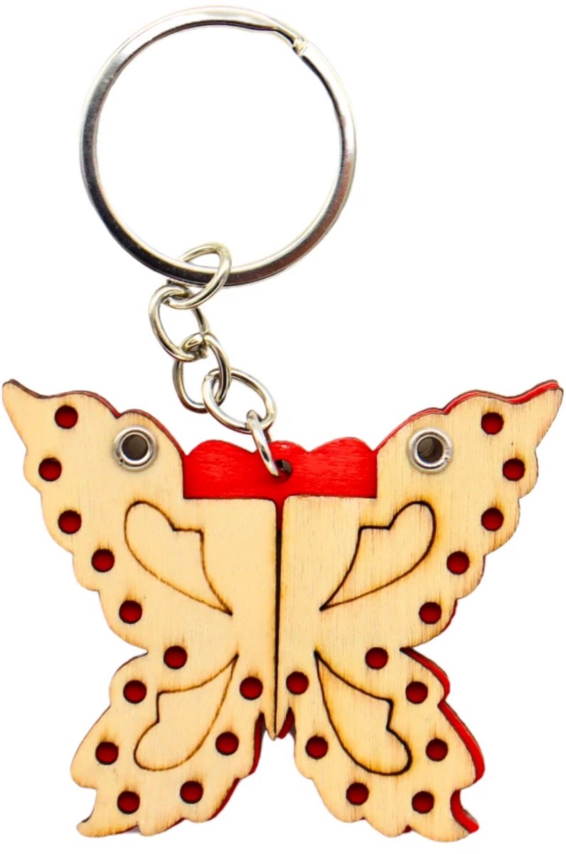 Sleutelhanger Fotolijstje van Hout Vlinder – Kleuren of Verven – DIY Foto lijst – Creatief Knutselen - Schattig Cadeau voor aan een tas of sleutelbos