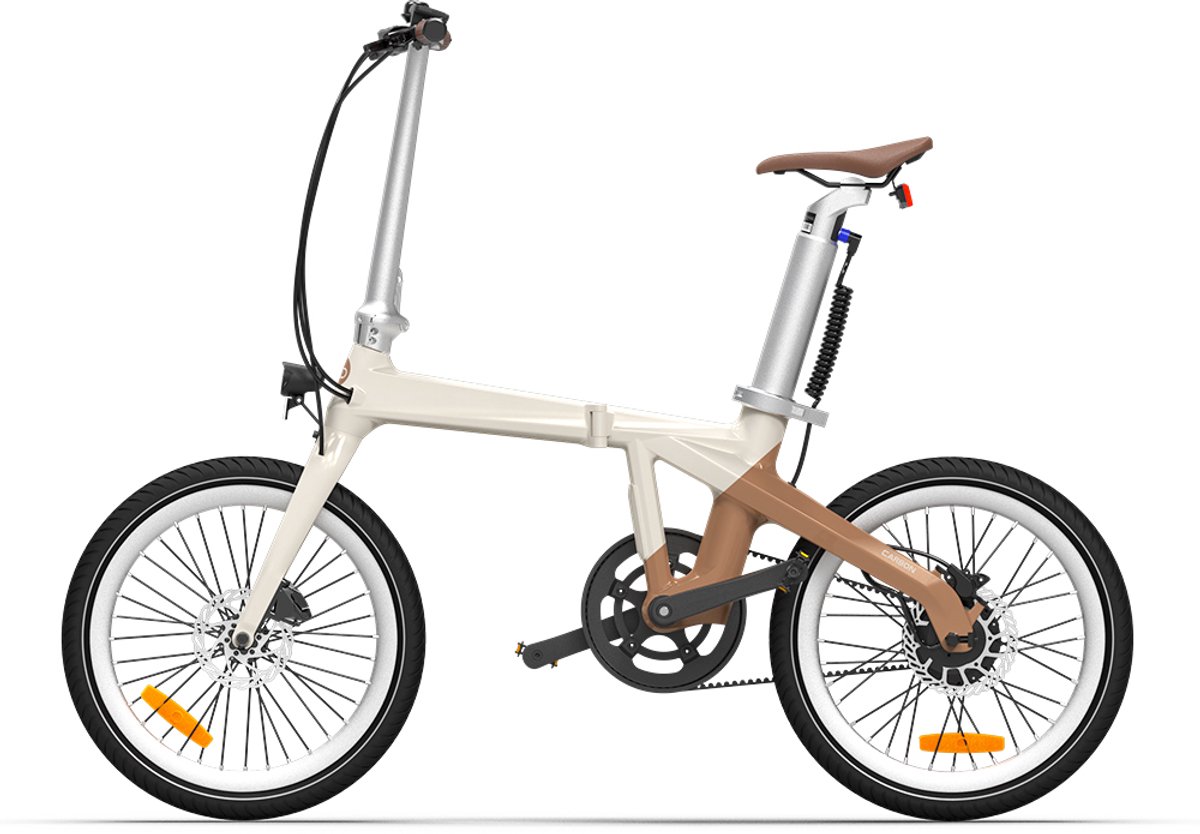 ADO Air Carbon- Elektrische vouwfiets | carbon frame | bafang motor | anti diefstal| GPS | riemaandrijving | stadsfiets | 20 inch | hydraulische remmen | E-PRODUCTEN | app | met gereedschap | mobiele telefoonhouder | latte beige - ADO - €1.899,00