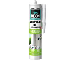 Bison Acrylaatkit Universeel zwart koker 300 ml - afdichtingskit voor het afdichten van voegen, naden, kieren en scheuren, overschilderbaar, strak afmesbaar