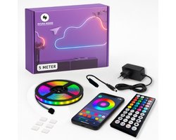 Evura Goods - Led strip - 5 meter - RGB - met afstandsbediening & telefoon app - Kerstverlichting - dimbaar - smart LED light verlichting - led-strips - timer en muziek modus - Led lights - smart home verlichting