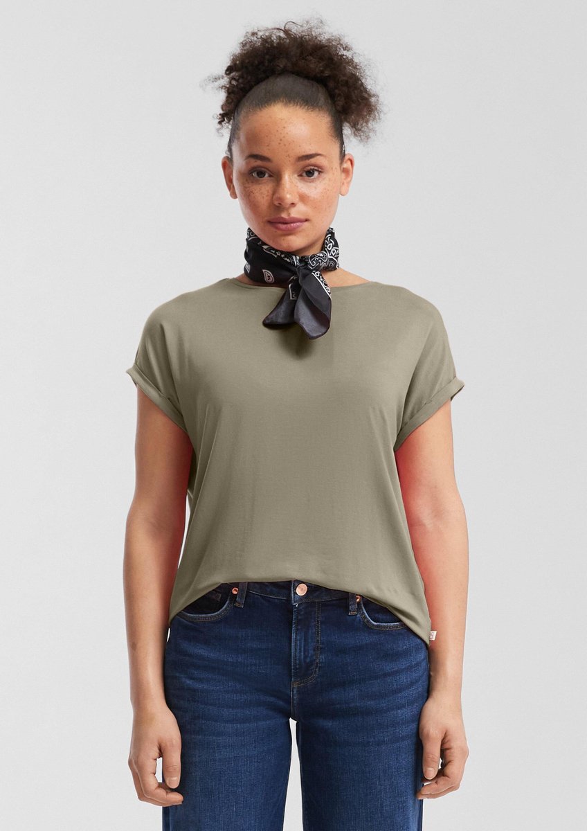 Q/S designed by - Dames t-shirt - Maat M - Vrouwen - Khaki - Lyocell