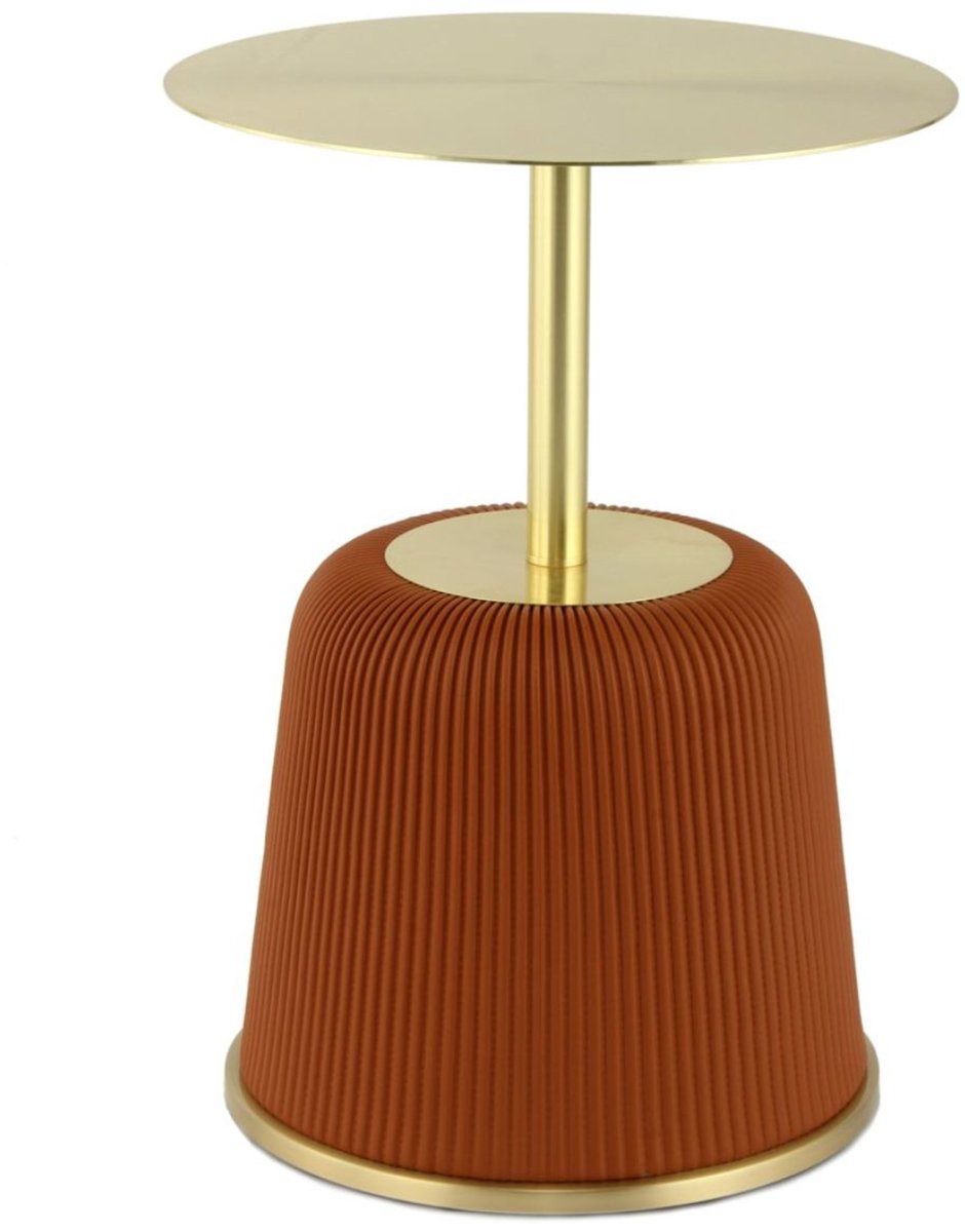 Floraya - Bijzettafel Jokai - Cognac/Goud - 40x40x55cm (LxBxH) - ook geschikt als salontafel - Design