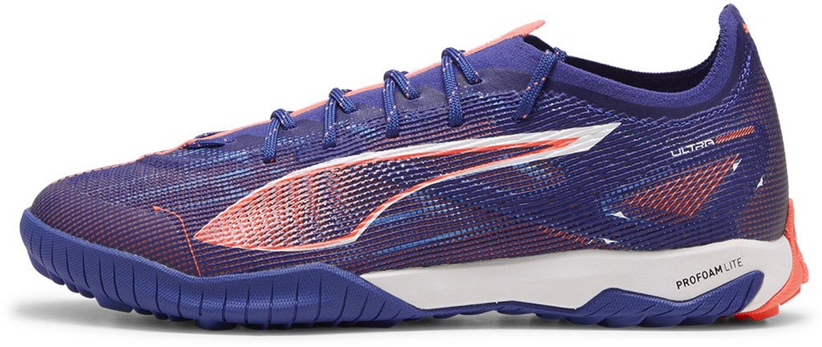 Puma Ultra 5 Pro Cage voetbalschoenen in blauw, EU 43, met PWRTAPE-steunframe en rubberen buitenzool.