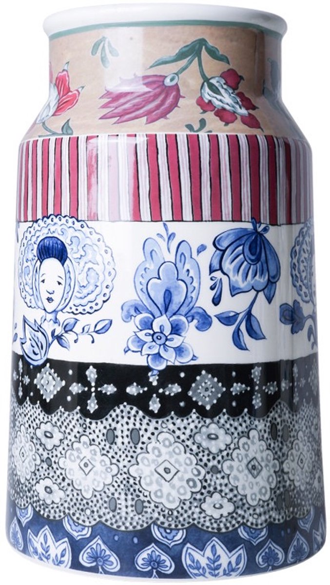 Melkbus - Vaas - Heinen Delfts Blauw - The Heritage Collection - Kanten Isabee - Keramiek - Hoogte 30 cm