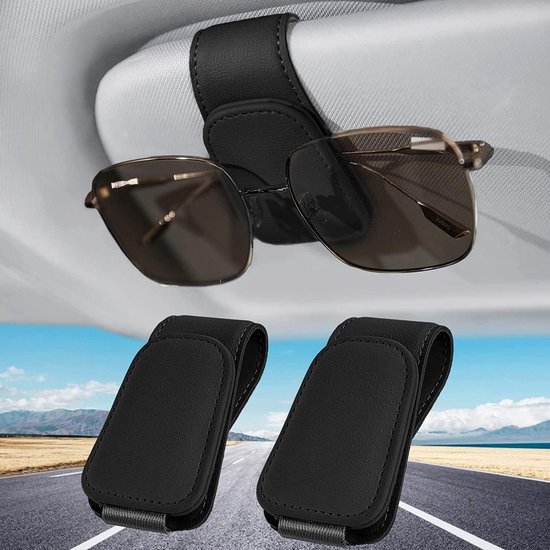FineGood Brillenhouders voor autozonneklep, zonnebril brilhouder met kaartclip, zwart en goud, 2 stuks FineGood Brillenhouders voor autozonneklep, zonnebril brilhouder met kaartclip, zwart en goud, 2 stuks