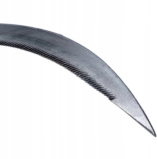 KADAX Sikkeltje met lang lemmet van metaal, ronde sikkel met houten handgreep, handgreep, handgreep, bladomhulsel, tuinsikje, snijbescherming, zeisensikkel (rond, zilver) van Merkloos	 — afbeelding 4