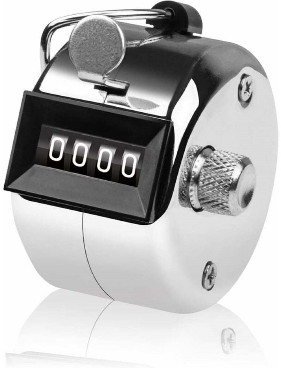 EXCITAT 4-cijferige klikteller - handmatige telteller - klikteller - handmatige personenteller - teller - Geschikt voor golf, mechanische handmatige teller mechanische clicker - 1 stuk - zilver