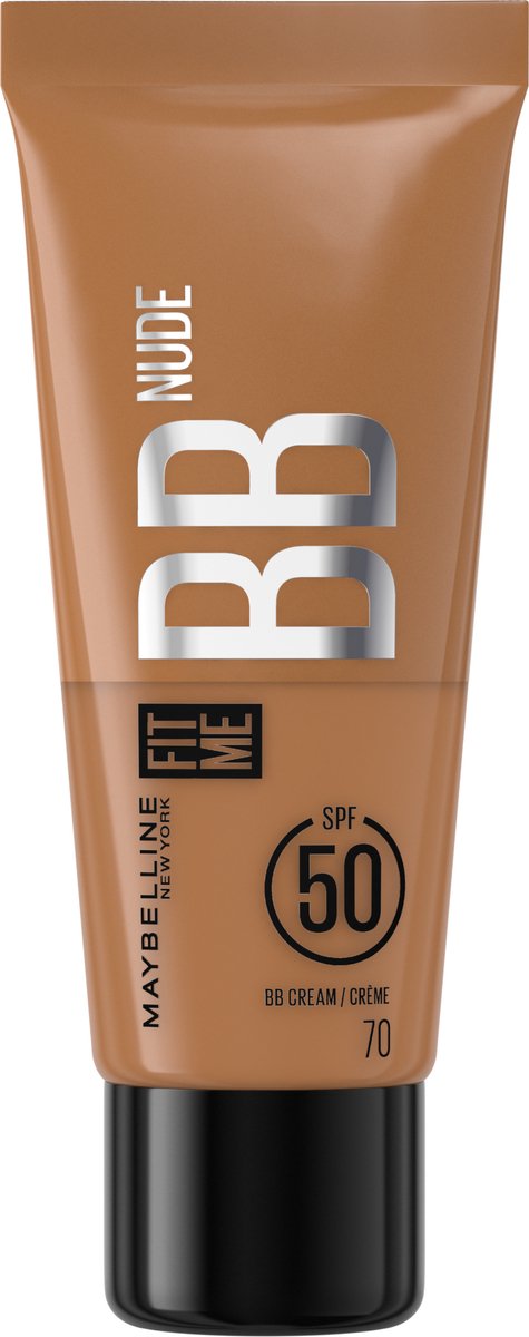 Maybelline Fit Me BB Nude- BB crème- Basis verrijkt met 90% verzorgende ingrediënten- SPF 50- NUDE 70- 30 mL x3